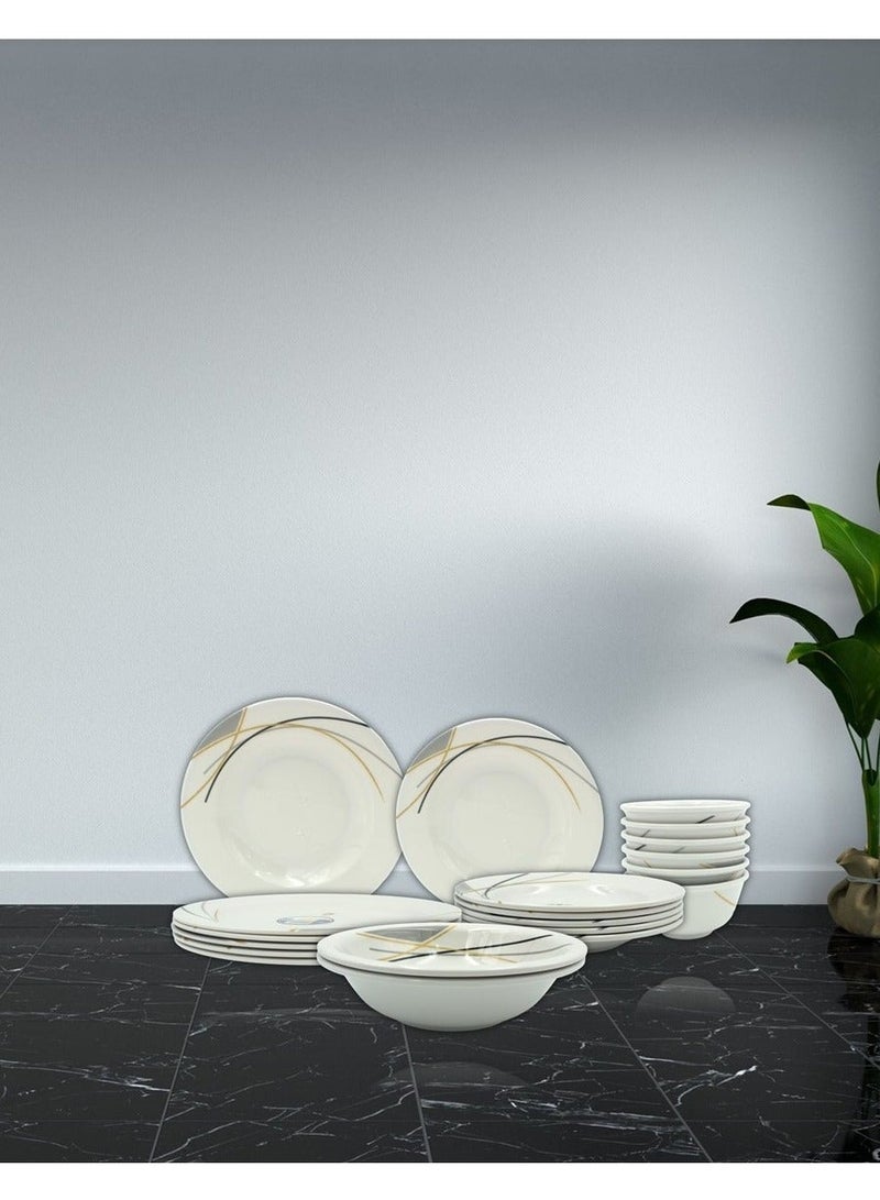 Melrich 18 piece Melamine Dinnerware set Dinner Soup salad plates bowls spoons serving plates Durable and Long lasting for kitchen Dishwasher safe - Image 3