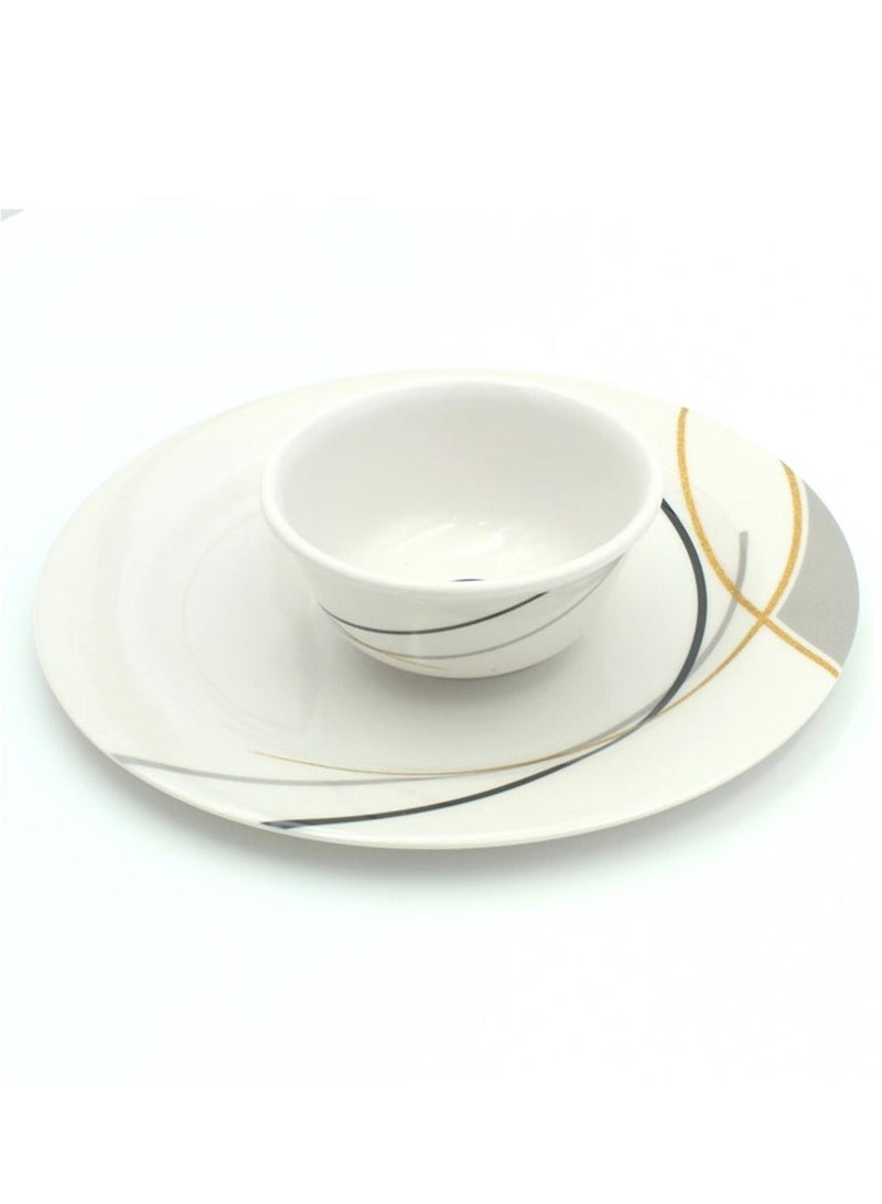 Melrich 18 piece Melamine Dinnerware set Dinner Soup salad plates bowls spoons serving plates Durable and Long lasting for kitchen Dishwasher safe - Image 1