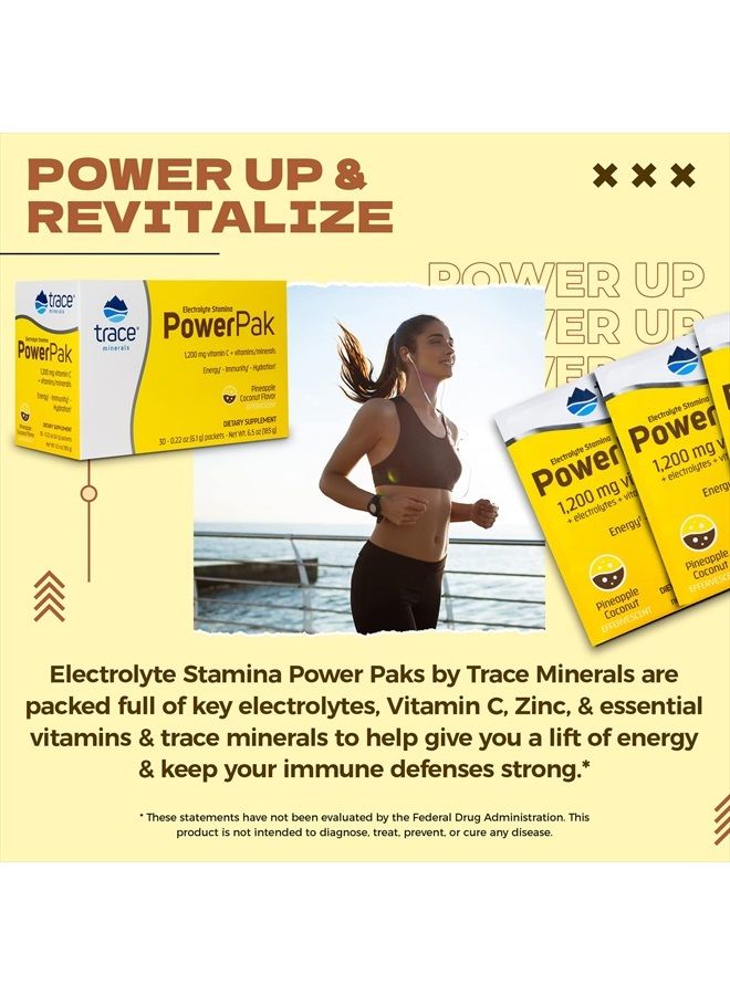 Trace Minerals Power Pak Electrolyte Powder Packets | 1200 mg Vitamin C, Zinc, Magnesium | Boost Hydration, Immunity, Energy, Muscle Stamina | Pineapple Coconut | 30 Packets - Image 3