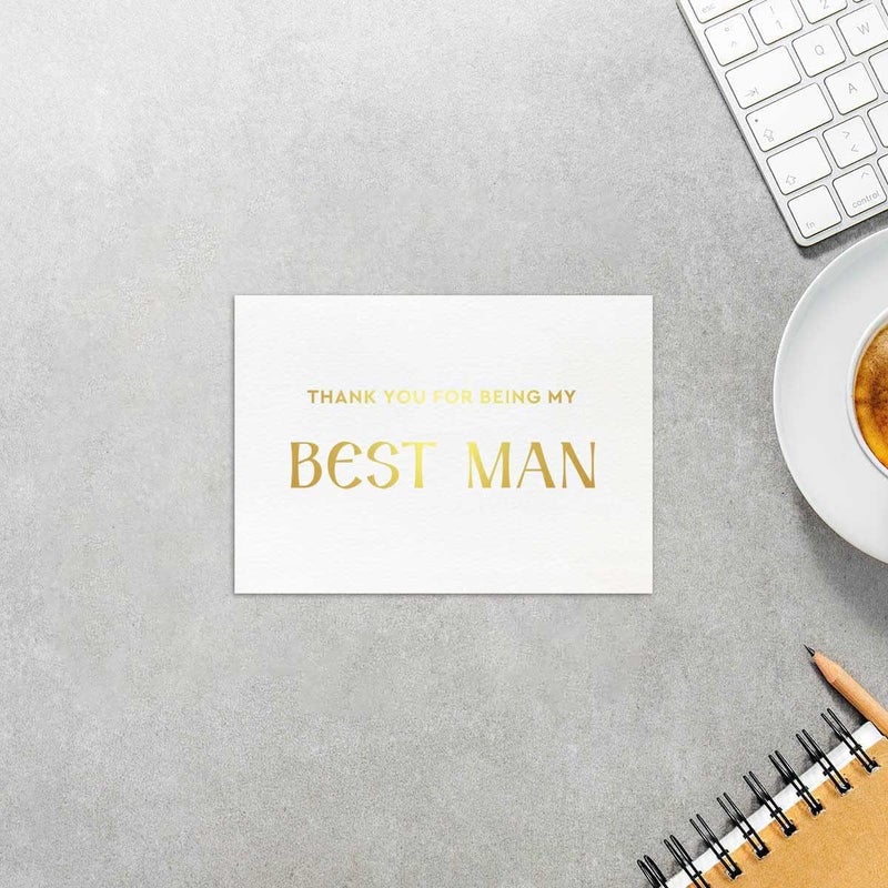 MAGJUCHE Best Man Thank You Card Gold Foil Thank You For Being My Best Man Wedding Card - Image 3