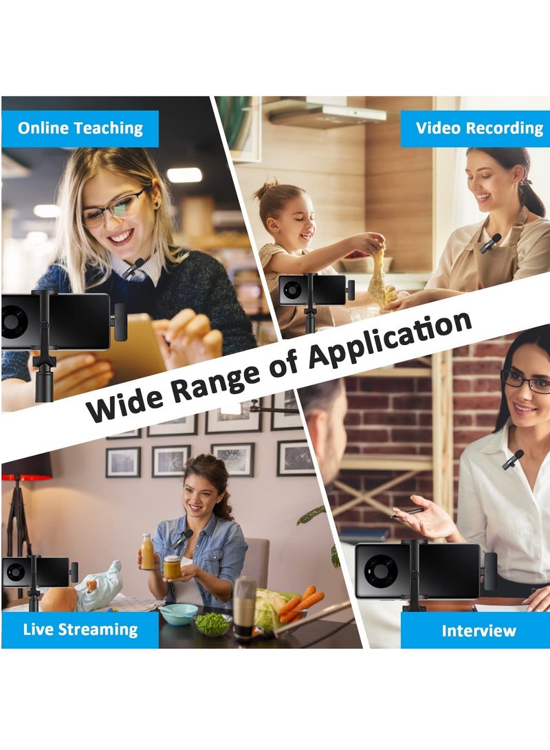 Wireless Lavalier Microphone Clip on Microphone for Android Computer Cordless Omnidirectional Condenser Recording Mic with USB C Interface for Interview Video Podcast Vlog YouTube