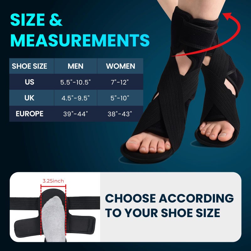 Welnove AFO Foot Drop Brace â€“ Adjustable Lightweight Ankle Support Keeps Foot at 90Â° Dorsiflexion â€“ Relieves Drop Foot, Achilles Tendonitis, Ankle Sprain - Image 4