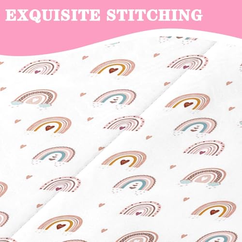 Nesker Zipper Bedding Full Rainbow Heart Zip Up Bedding Set for Girls and Kids, Pink Boho 3 Pcs Comforter Bed in a Bag with Fitted Sheet and 2 Pcs Pillowcases - Image 5