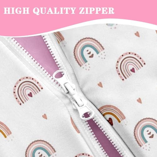 Nesker Zipper Bedding Full Rainbow Heart Zip Up Bedding Set for Girls and Kids, Pink Boho 3 Pcs Comforter Bed in a Bag with Fitted Sheet and 2 Pcs Pillowcases - Image 3