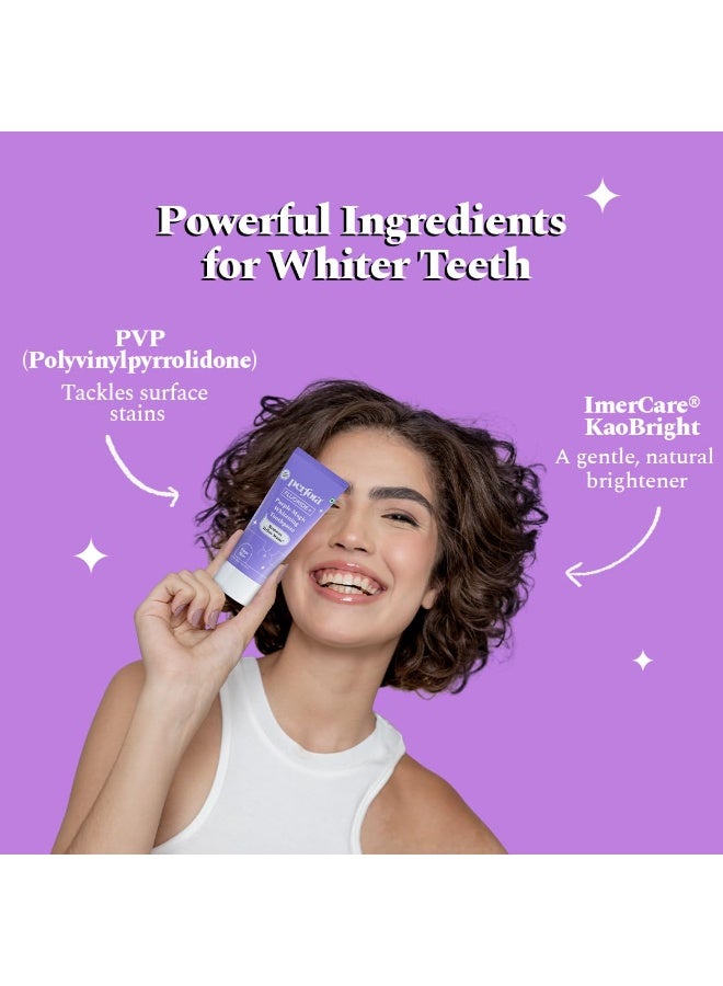 Perfora Teeth Whitening Combo | Enamel-Safe & Sensitivity-Free Oral Care Formula | For Fresh Breath & Bacteria Removal | Purple Toothpaste-75gm, Copper Tongue Cleaner, Manual Toothbrush-Pack of 2 - Image 2