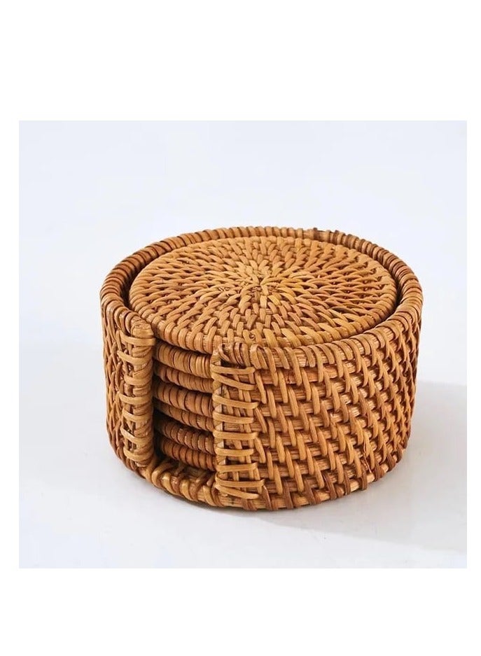 Liying 6pcs Handmade Natural Rattan Coasters for Drinks, Wicker Boho Coasters, Woven Coasters for Drinks | Heat Resistant Reusable Sauce  - Image 2