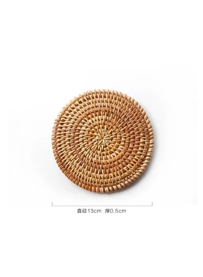 Liying 6pcs Handmade Natural Rattan Coasters for Drinks, Wicker Boho Coasters, Woven Coasters for Drinks | Heat Resistant Reusable Sauce  - Image 4