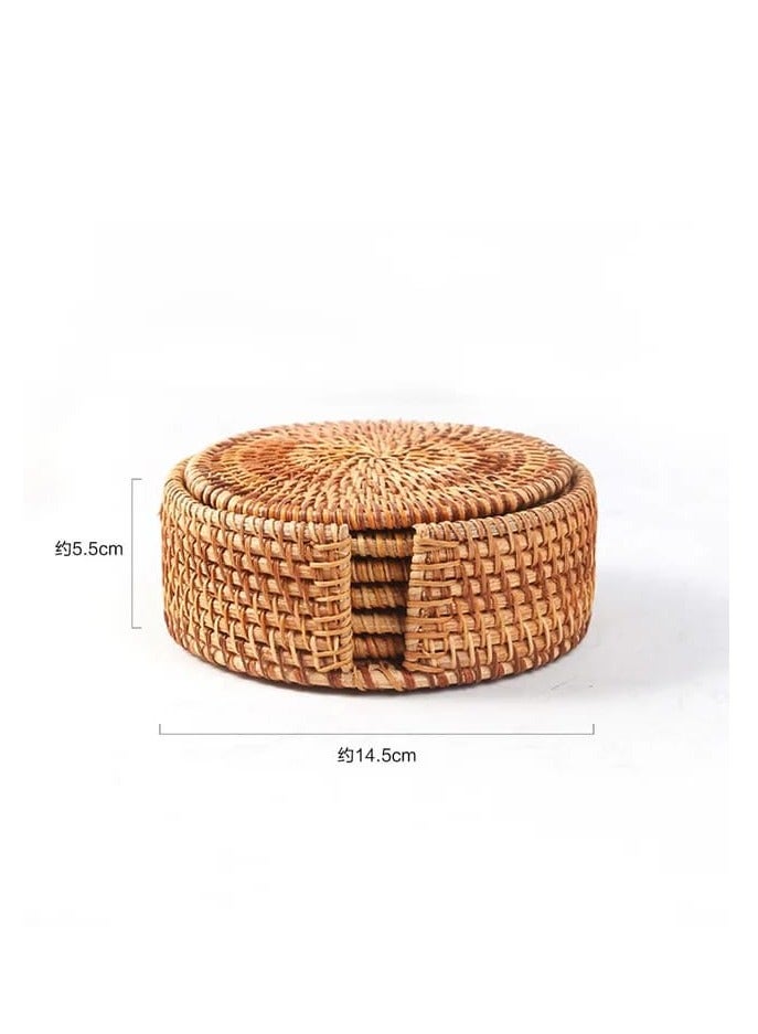 Liying 6pcs Handmade Natural Rattan Coasters for Drinks, Wicker Boho Coasters, Woven Coasters for Drinks | Heat Resistant Reusable Sauce  - Image 3