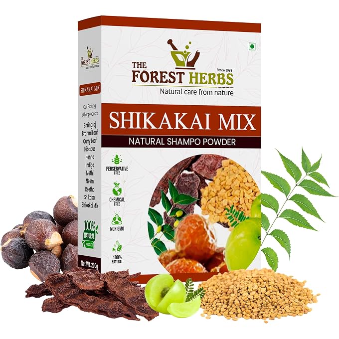 STRBOXONG THE FOREST HERBS Natural care from nature Herbs100% Organic Shikakai Mix Powder With Amla, Reetha, Bhringraj, Hibiscus, Neem For Hair Wash (Dry Shampoo) 100Gms - Image 1