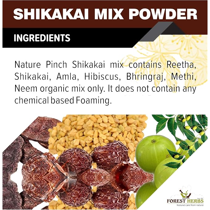 STRBOXONG THE FOREST HERBS Natural care from nature Herbs100% Organic Shikakai Mix Powder With Amla, Reetha, Bhringraj, Hibiscus, Neem For Hair Wash (Dry Shampoo) 100Gms - Image 3