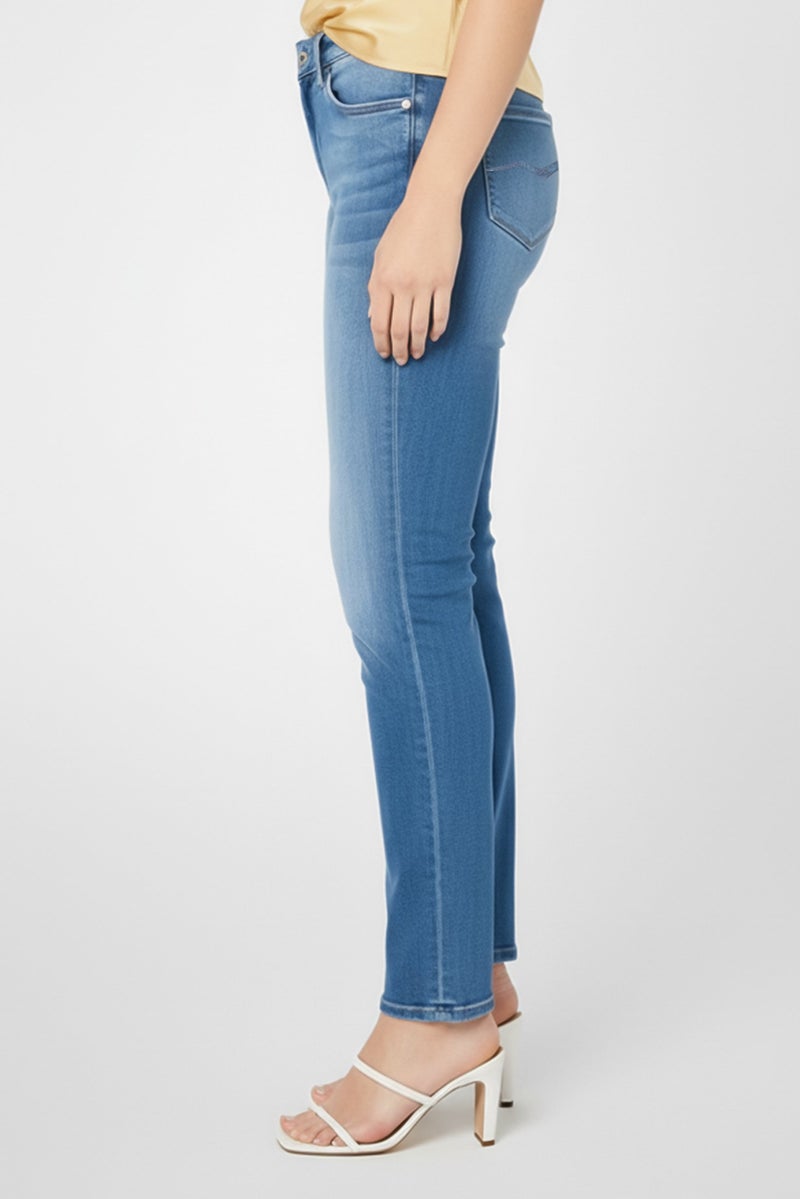 Replay Women Skinny Fit Washed Stretchable Denim Jeans, Blue - Image 4