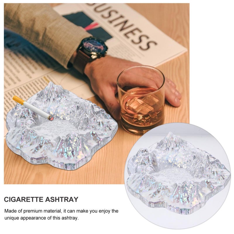 Creative Mountain Shaped Glass Ashtray Colorful Glacier Style Cigarette Butt Container For Home Outdoor Use Decorative Innovative Smoker Accessory - Image 4