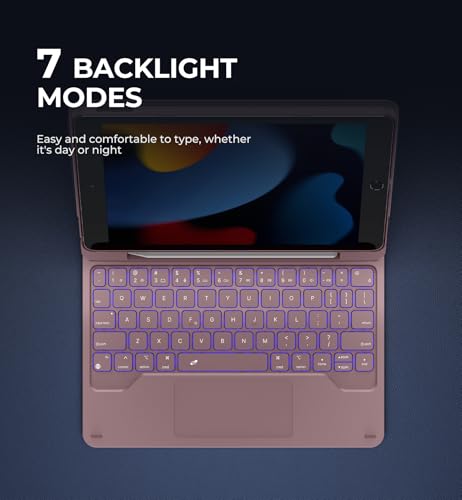 Dexnor for iPad 9th Generation Case with Keyboard Floating Cantilever Magnetic Stand Multi-Touch Trackpad Backlit Pencil Holder Magic Style Keyboard for iPad 9th/8th/7th Generation 10.2", Peony Pink - Image 4