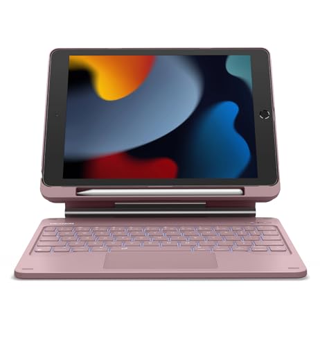 Dexnor for iPad 9th Generation Case with Keyboard Floating Cantilever Magnetic Stand Multi-Touch Trackpad Backlit Pencil Holder Magic Style Keyboard for iPad 9th/8th/7th Generation 10.2", Peony Pink - Image 1
