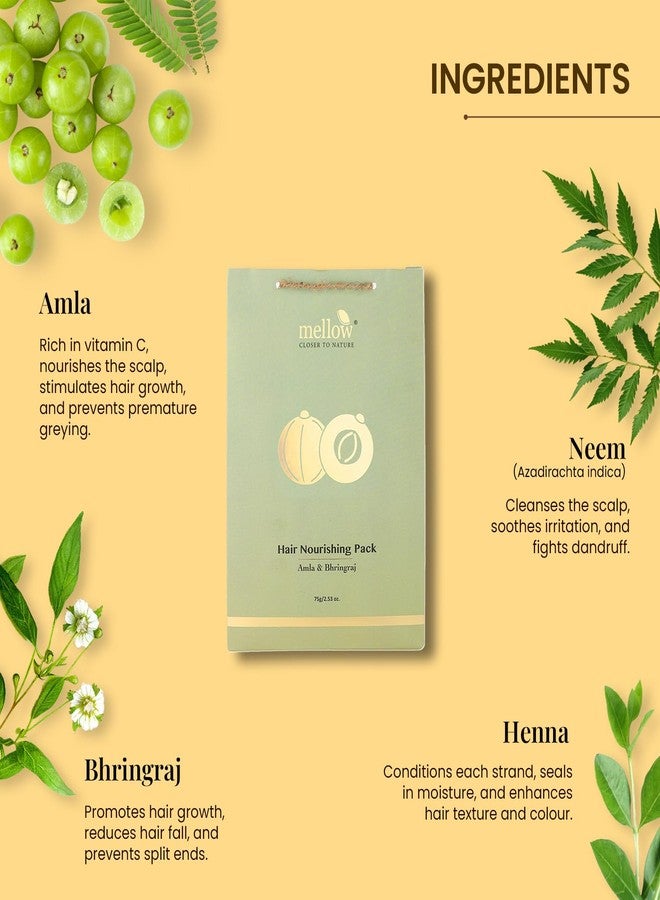 Mellow Herbals Ayurvedic Hair Nourishing Pack (75 GM) for deep Nourishment of Hair | Helps in Preventing Hair Fall and promote Shiny & Healthy Hair | Chemical, Paraben and Sulphate Free - Image 2