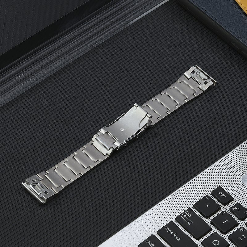 S-TOP For Garmin Forerunner 965/955/945/935 22mm Quick Release Five Bead Titanium Steel Watch Band(Silver) - Image 3