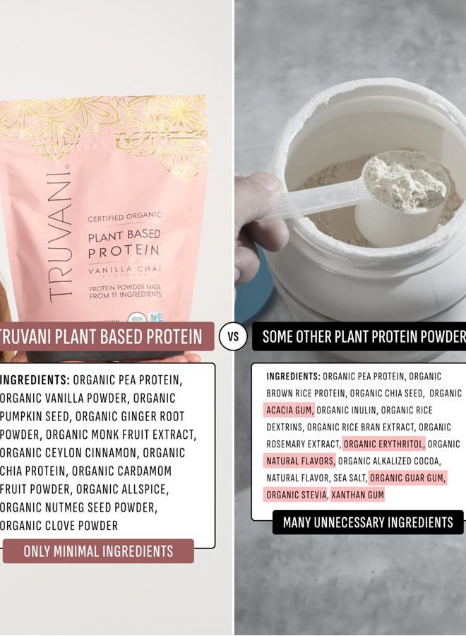 Truvani Vegan Pea Protein Powder | Vanilla Chai | 20g Organic Plant Based Protein | 20 Servings | Keto | Gluten & Dairy Free | Low Carb | No Added Sugar - Image 5