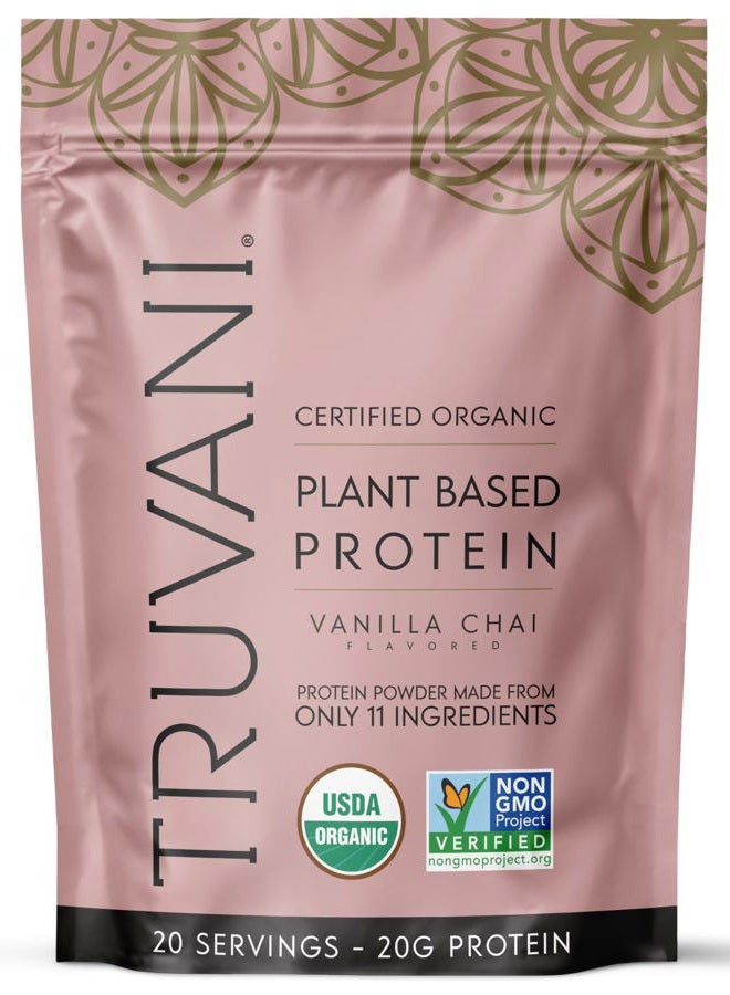 Truvani Vegan Pea Protein Powder | Vanilla Chai | 20g Organic Plant Based Protein | 20 Servings | Keto | Gluten & Dairy Free | Low Carb | No Added Sugar - Image 1