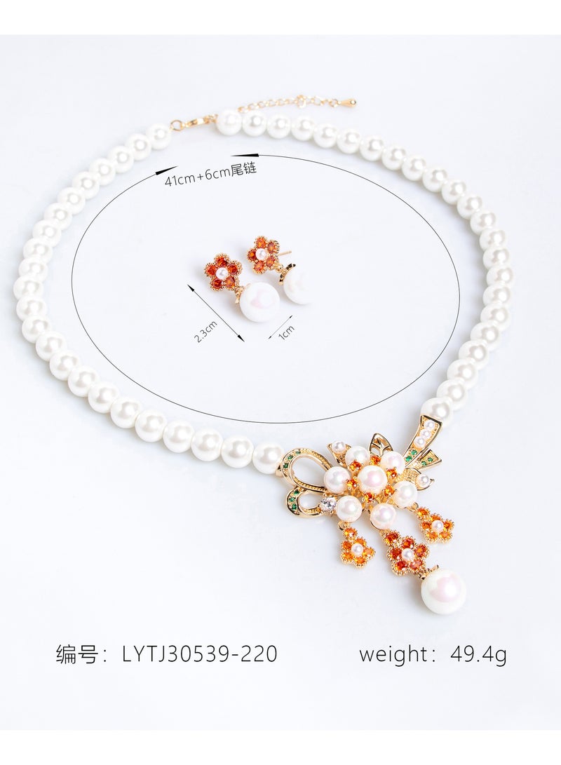 Mark Fairwhale Pearl Necklace Earrings High-End set Wedding Accessories  - Image 2