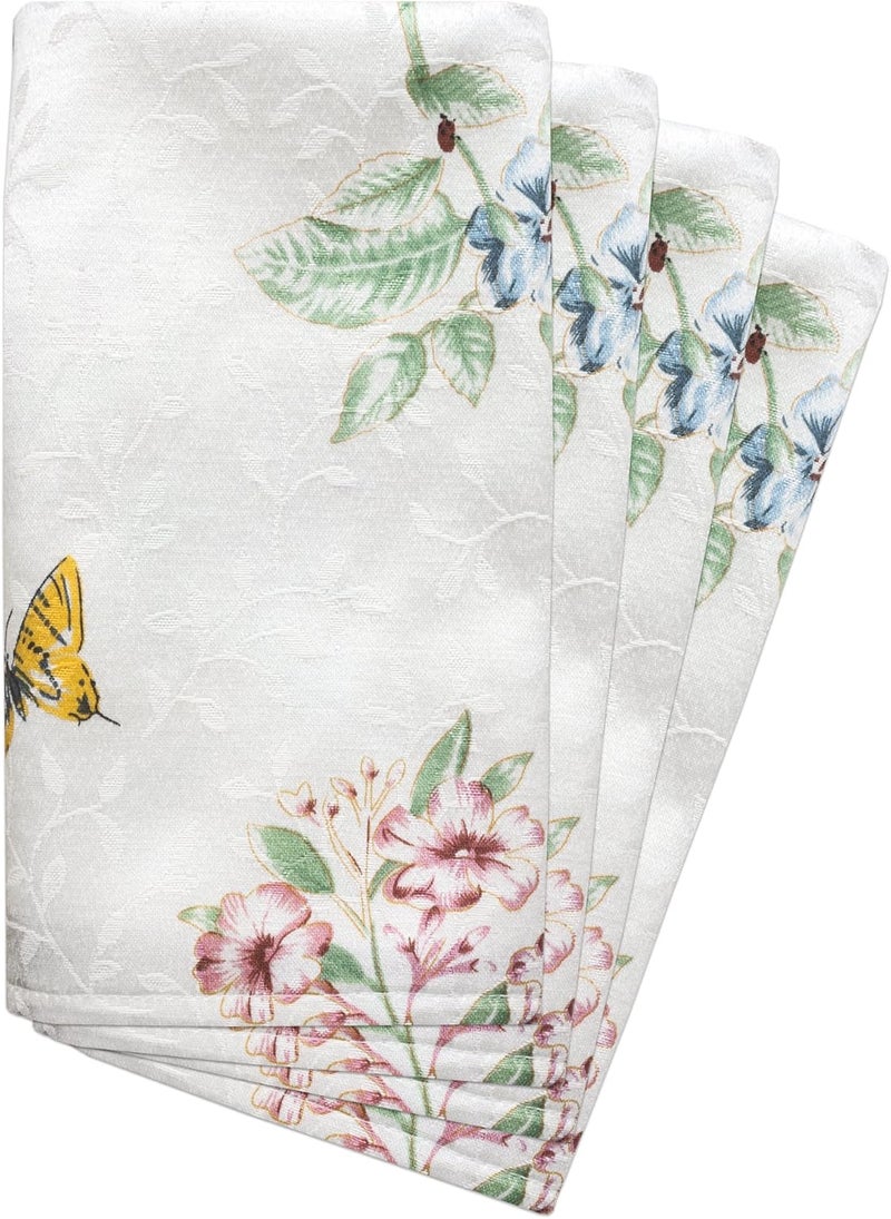 Lenox Butterfly Meadow Cloth Napkins Set with Blue Flower Design - Image 1