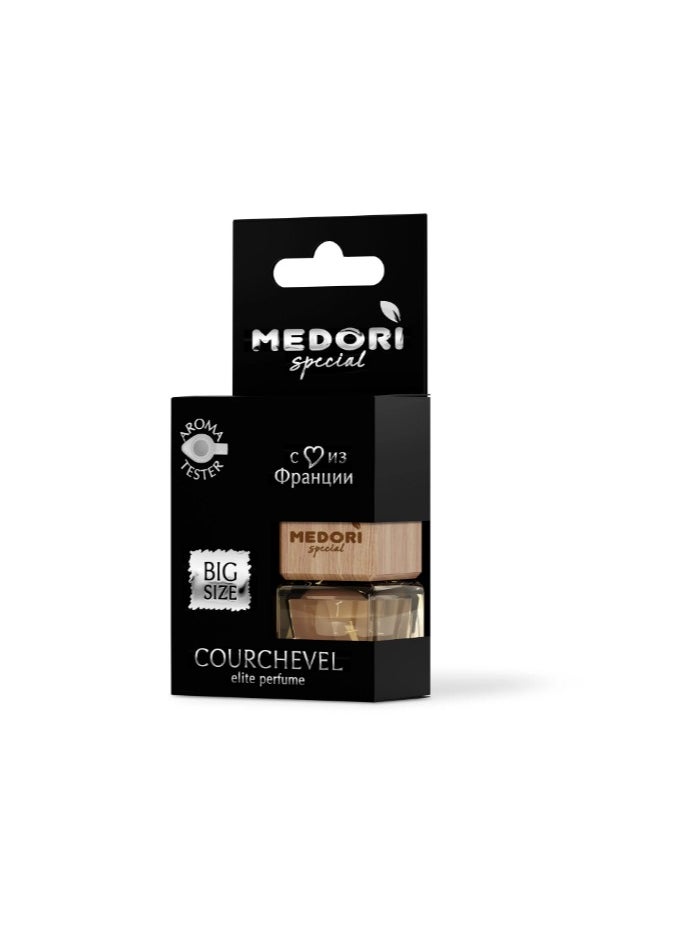 MEDORI - Liquid Hanging Car Air Freshener in a Cardboard Package with a Fragrance With luxurious enchanting Aroma scent tester Courchevel analogous to La vie es belle .Fragrance is made in France 6 ml - Image 1