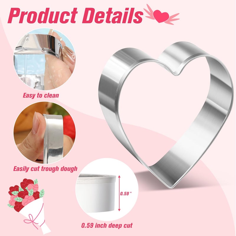 LifeisLuck Valentineâ€™s Day Cookie Cutters 8 Pcs Romantic Heart Shapes Stainless Steel Biscuit Molds with Wing Heart, LOVE, Flower Small Cookie Cutters for Baking Anniversary DIY Sandwich Cookie Cutters - Image 3