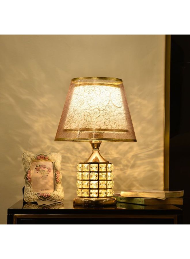 Generic European-style Crystal Table Lamp Bedroom Bedside Lamp Household Simple Modern Warm Romantic Wedding Decorative Bedside Table Lamp-Colour:Golden Cylindrical Model-dimmer Switch + 5 Watt Special Dimming Led  - Image 1