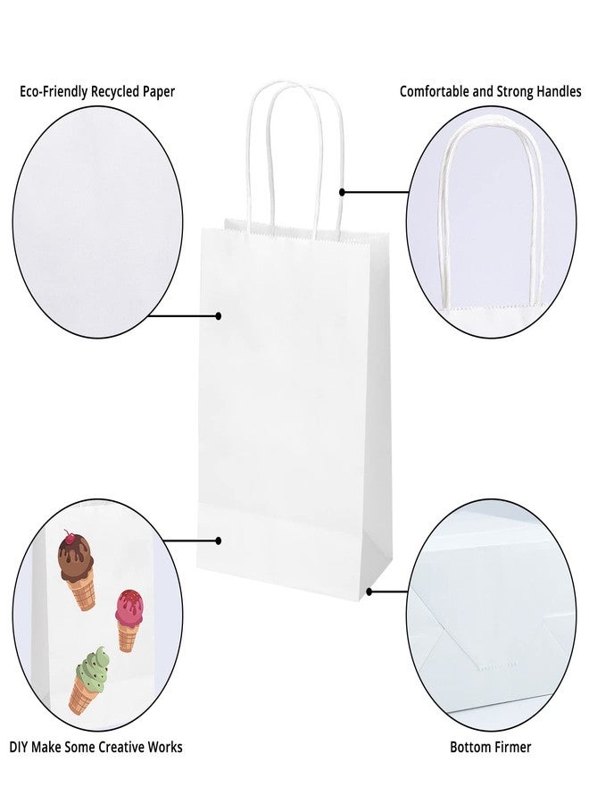 HavrePac 100 Pack 5.9x3.15x8.26 inch Small White Gift Bags, Kraft Bags with Handles Bulk for Birthday Party Favors,Gift Paper Bags,Retail Shopping Business Goody Craft Gift Bags - Image 3