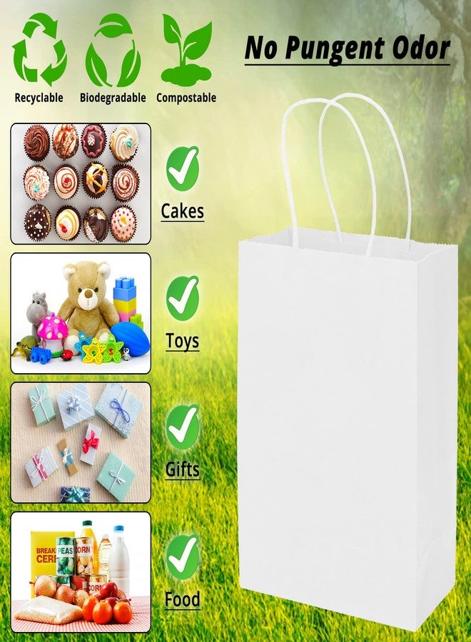 HavrePac 100 Pack 5.9x3.15x8.26 inch Small White Gift Bags, Kraft Bags with Handles Bulk for Birthday Party Favors,Gift Paper Bags,Retail Shopping Business Goody Craft Gift Bags - Image 4