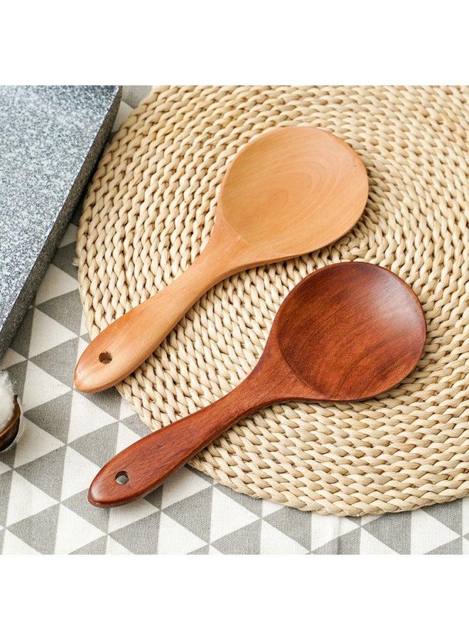 Fengmu Home 20cm Rice Spoon Wooden Small Rice Shovel Household Rice Shovel Manufacturers Supply Engraved Logo-Color:20*7.5 Lotus Wood With Nest Spoon -385  - Image 4
