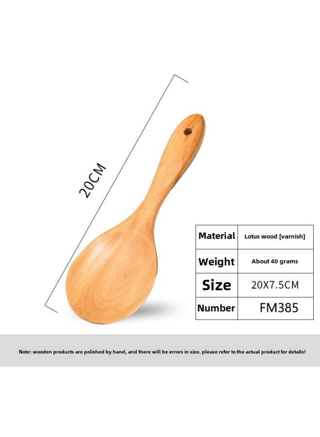 Fengmu Home 20cm Rice Spoon Wooden Small Rice Shovel Household Rice Shovel Manufacturers Supply Engraved Logo-Color:20*7.5 Lotus Wood With Nest Spoon -385  - Image 1