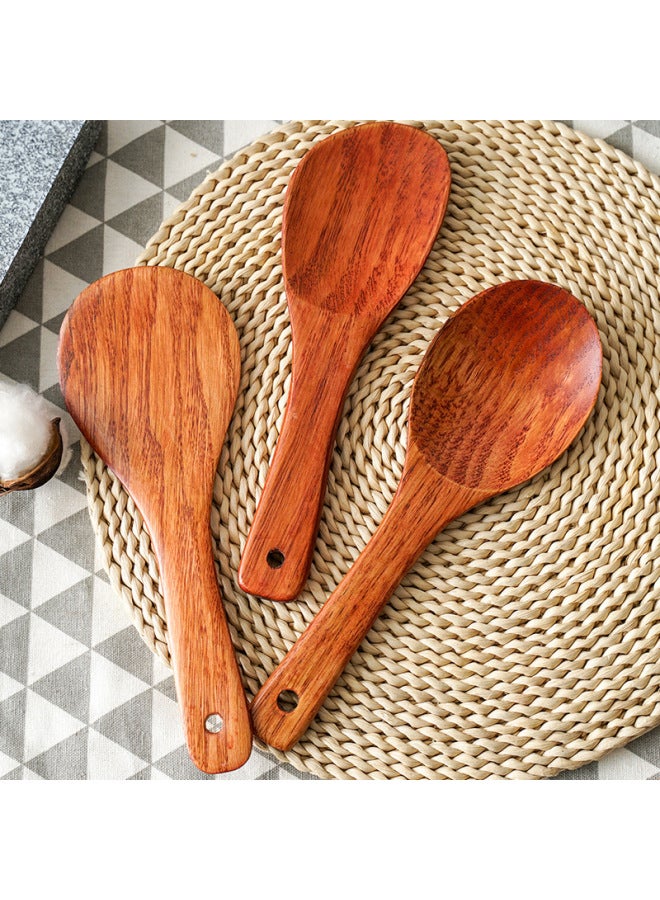 Fengmu Home 20cm Rice Spoon Wooden Small Rice Shovel Household Rice Shovel Manufacturers Supply Engraved Logo-Color:20*7.5 Lotus Wood With Nest Spoon -385  - Image 3