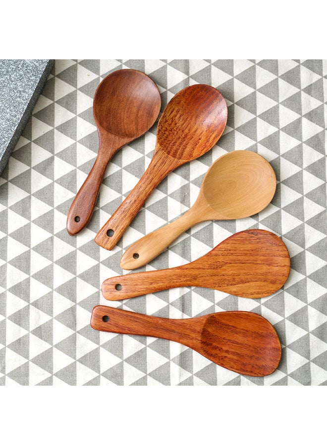 Fengmu Home 20cm Rice Spoon Wooden Small Rice Shovel Household Rice Shovel Manufacturers Supply Engraved Logo-Color:20*7.5 Lotus Wood With Nest Spoon -385  - Image 5