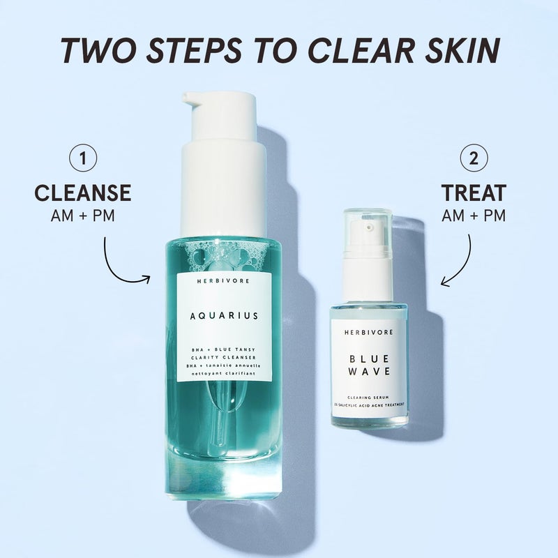 HERBIVORE Blue Besties Duo â€“ 2-Step Treatment for Acne-Prone Skin, Aquarius Cleanser (50 mL) & Blue Wave Serum (10 mL), Plant-Based, Vegan, Cruelty-Free - Image 2
