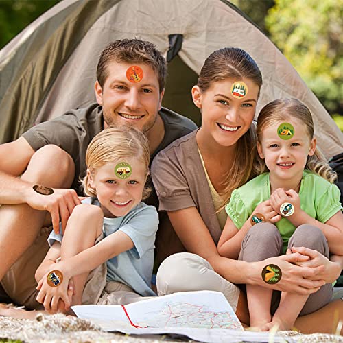 A1diee 1000Pcs Travel Camping Stickers in 2 Rolls Happy Camper Tent Bonfire Guitar Map Camera Travel Bag Car Themed Self Adhesive Decals for Birthday Gifts Bag Party Supplies School Activity Reward - Image 5