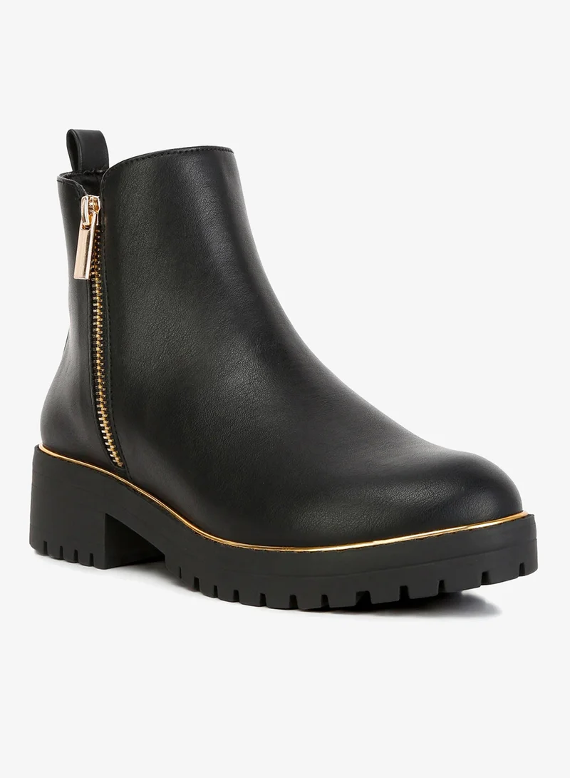 London Rag London Rag Women's Metallic Frame Block Heel Boots in Black