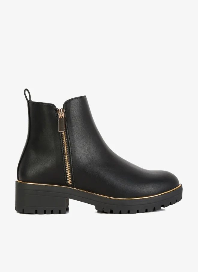 London Rag London Rag Women's Metallic Frame Block Heel Boots in Black