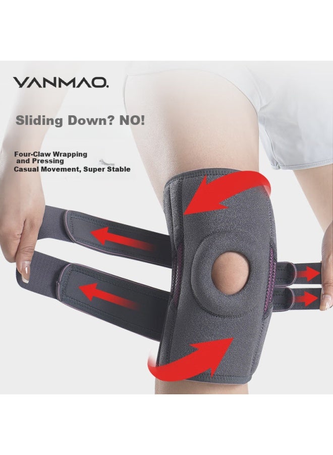 Yanmao Sports Knee Brace For Men And Women, For Meniscus Injury, Basketball, Badminton, Knee Joint Support, Fixed, Deep Grey, 1 Pair - Image 2