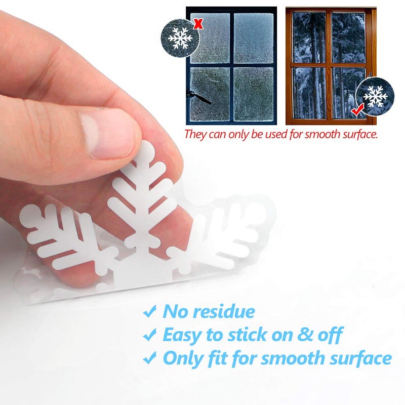 Ludilo 135Pcs Christmas Window Clings Snowflakes Window Decals Static Window Stickers For Christmas Decorations Window D?Cor Ornaments Xmas Party Supplies Thanksgiving Party D?Cor - Image 5