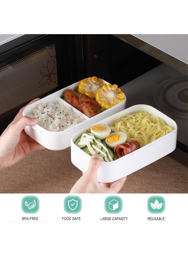 JINFANLI Double layer leakproof lunch box, large lunch box with compartments and cutlery set, adult lunch box container food pick, microwave food safe lunch box  - Image 3