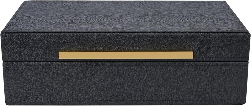 XIGEXIGE Small Black Shagreen box Faux Leather Decorative Box,Keepsake And Memory Storage Decorative Boxes with Lids for Modern Home Decor Jewelry Box Organizer - Image 1