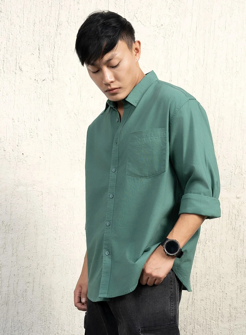 Hubberholme Dark Green Shirt For Men