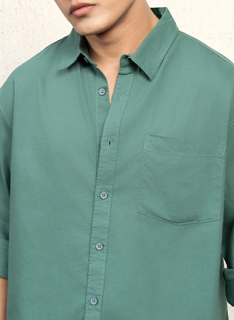Hubberholme Dark Green Shirt For Men