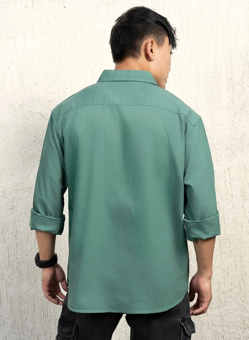 Hubberholme Dark Green Shirt For Men