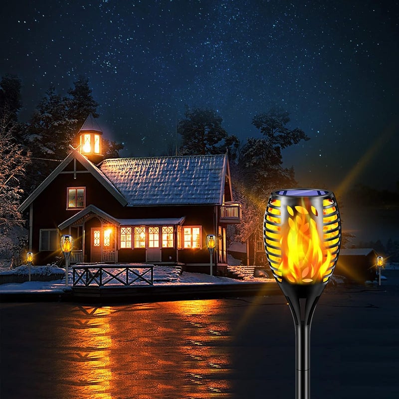TomCare 8 Pack Outdoor Solar Lights Flickering Flames Torch Decorative Garden Lights - Image 5