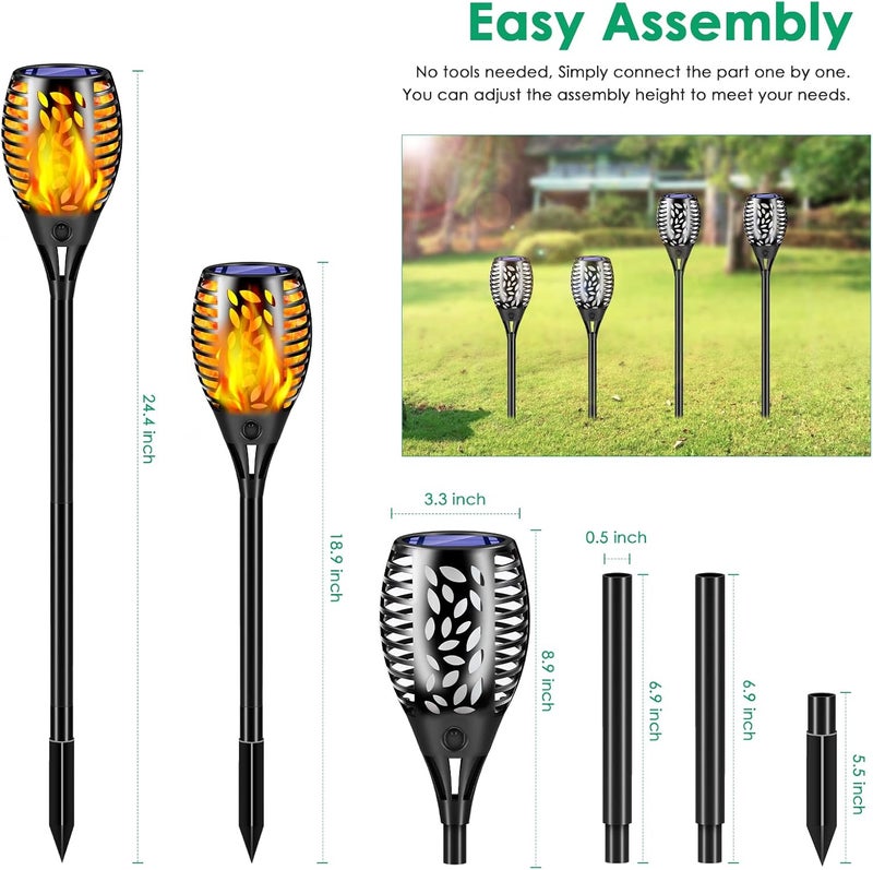 TomCare 8 Pack Outdoor Solar Lights Flickering Flames Torch Decorative Garden Lights - Image 4