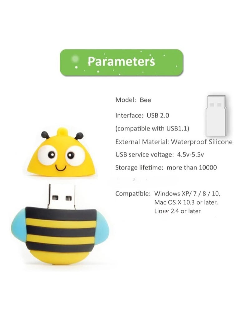 Bee Shaped USB Flash Drive, Shock And Dust Resistance Cute USB Thumb Drive, Lightweight And Portable Memory Stick, High Speed USB Drive Or External Data Storage, (1pc, 64GB)