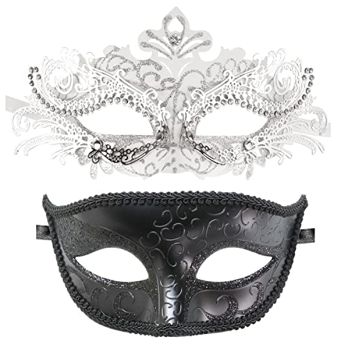 Coddsmz Couple Masquerade Mask Set Venetian Party Mardi Gras Halloween Costume Fancy Dress Mask for Women Men - Image 1