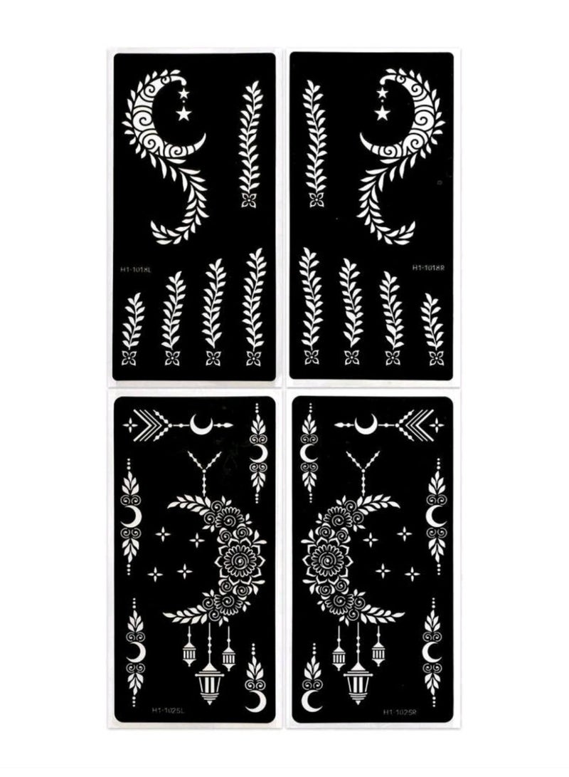 Henna Stencil Template for Hand Art, Floral Design, Reusable Mehndi Pattern, 4 Pieces - Image 4