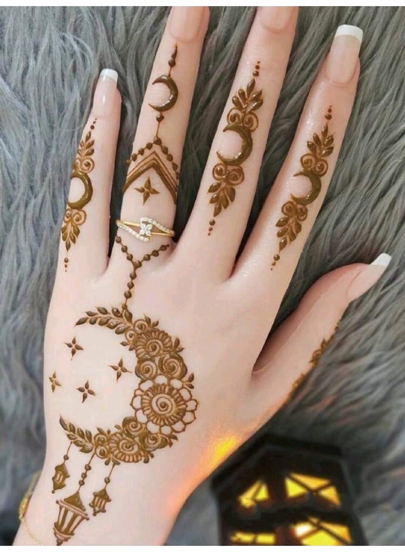 Henna Stencil Template for Hand Art, Floral Design, Reusable Mehndi Pattern, 4 Pieces - Image 3